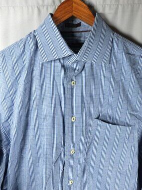 Peter Millar Dress Shirt Large Blue Button Down Long Sleeve Men's